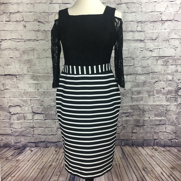 Lace Cut Out Shoulder Dress - Picture 1 of 7